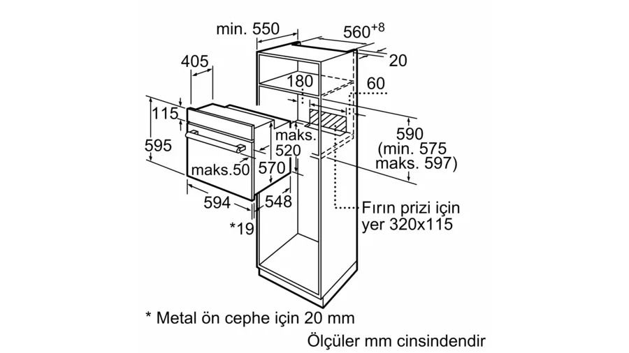Bosch HBF512BB1T Siyah Ankastre Fırın